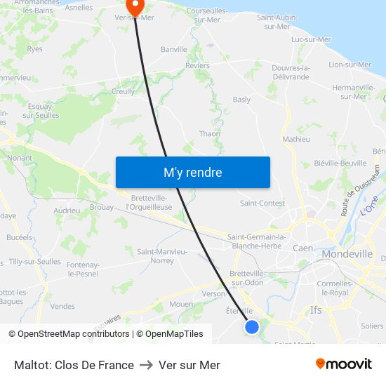 Maltot: Clos De France to Ver sur Mer map