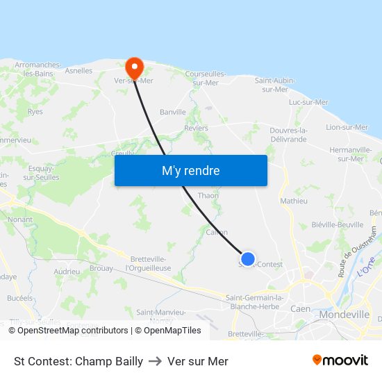 St Contest: Champ Bailly to Ver sur Mer map