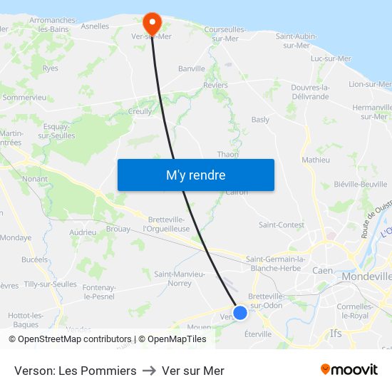 Verson: Les Pommiers to Ver sur Mer map