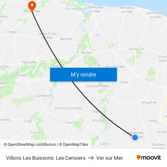 Villons Les Buissons: Les Cerisiers to Ver sur Mer map