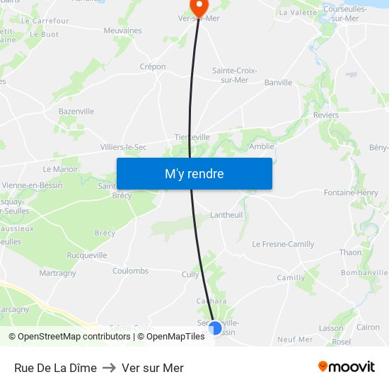Rue De La Dîme to Ver sur Mer map
