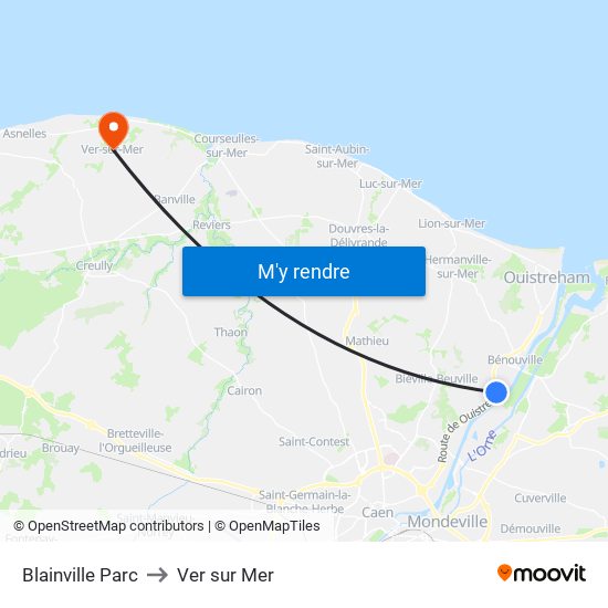 Blainville Parc to Ver sur Mer map