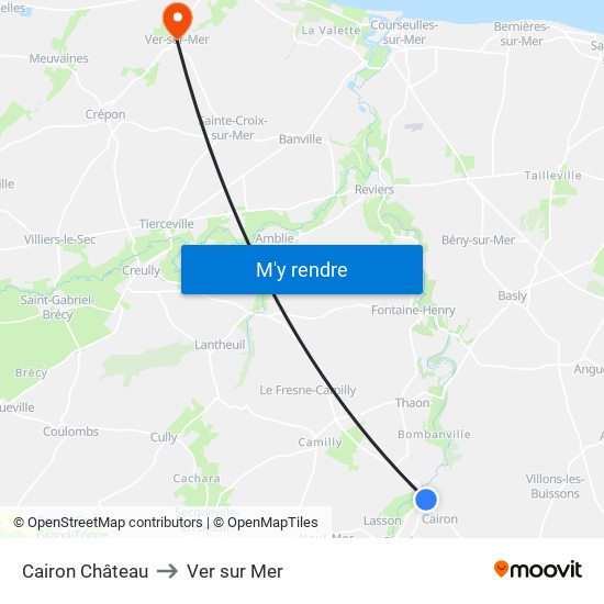 Cairon Château to Ver sur Mer map
