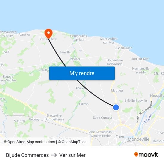 Bijude Commerces to Ver sur Mer map