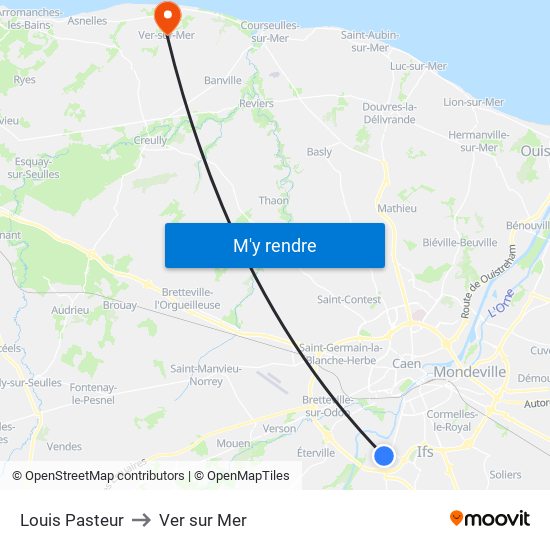 Louis Pasteur to Ver sur Mer map