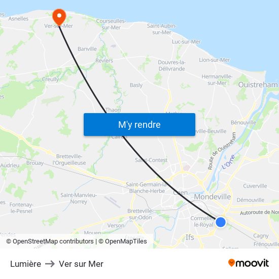 Lumière to Ver sur Mer map