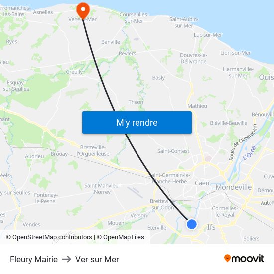 Fleury Mairie to Ver sur Mer map
