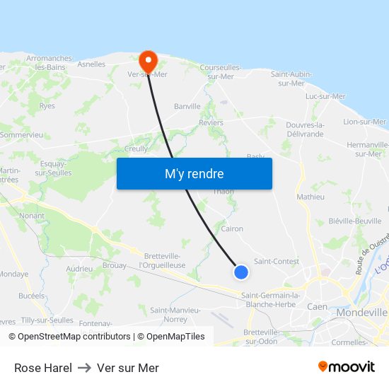 Rose Harel to Ver sur Mer map