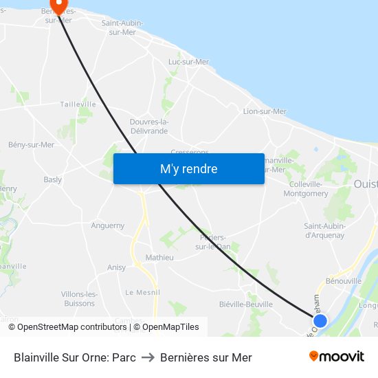 Blainville Sur Orne: Parc to Bernières sur Mer map