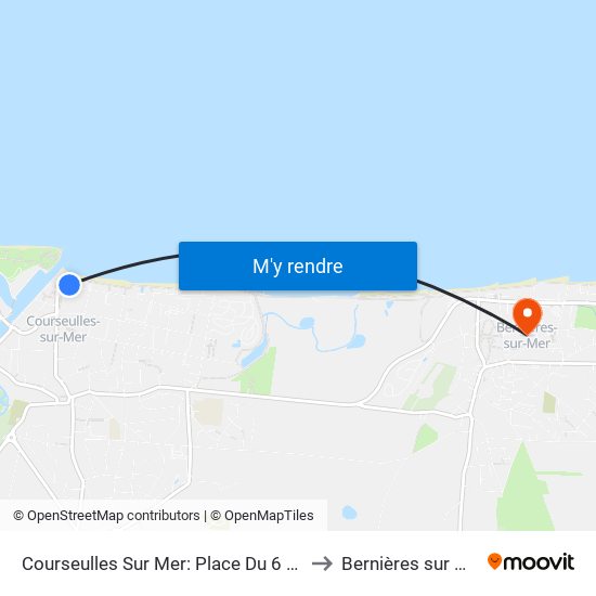 Courseulles Sur Mer: Place Du 6 Juin to Bernières sur Mer map