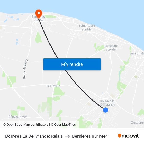 Douvres La Delivrande: Relais to Bernières sur Mer map