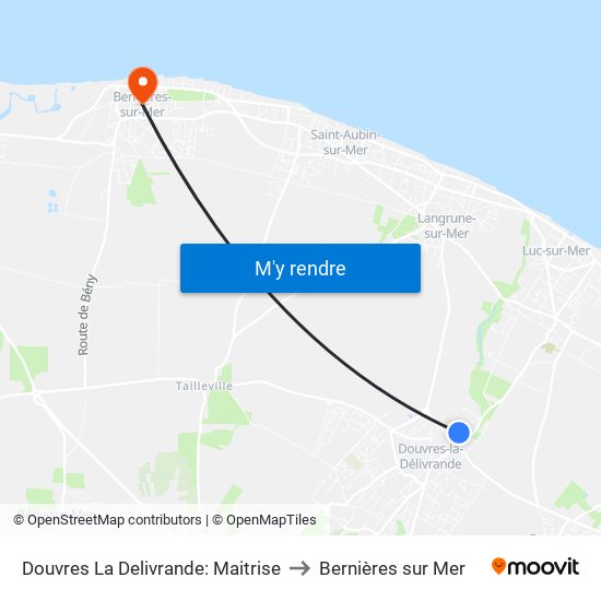 Douvres La Delivrande: Maitrise to Bernières sur Mer map