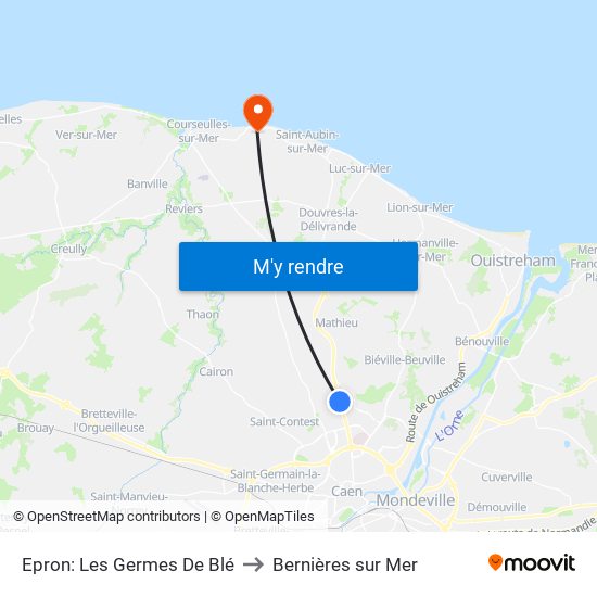 Epron: Les Germes De Blé to Bernières sur Mer map