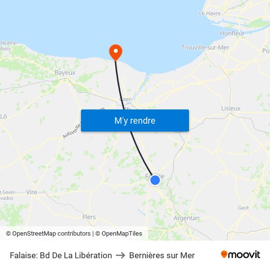 Falaise: Bd De La Libération to Bernières sur Mer map
