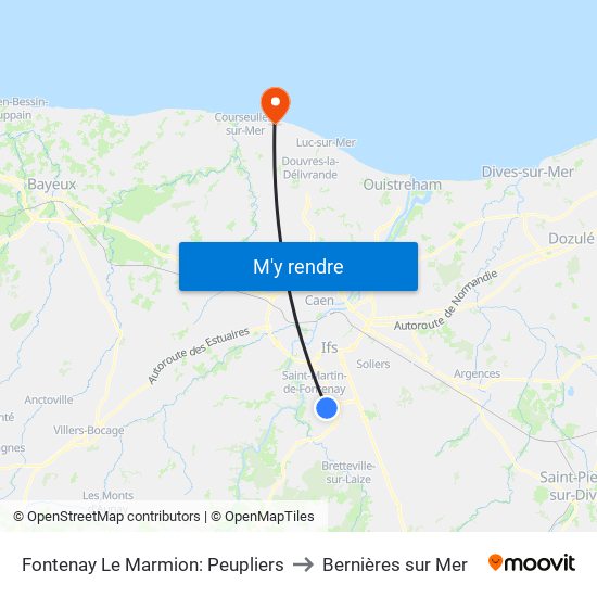 Fontenay Le Marmion: Peupliers to Bernières sur Mer map