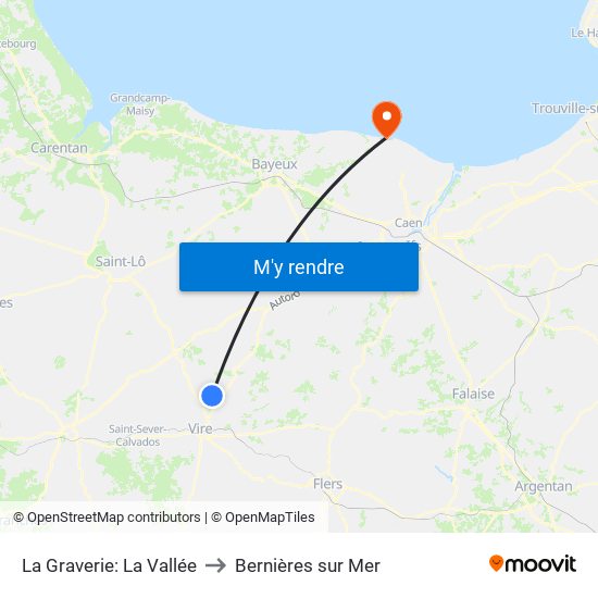 La Graverie: La Vallée to Bernières sur Mer map