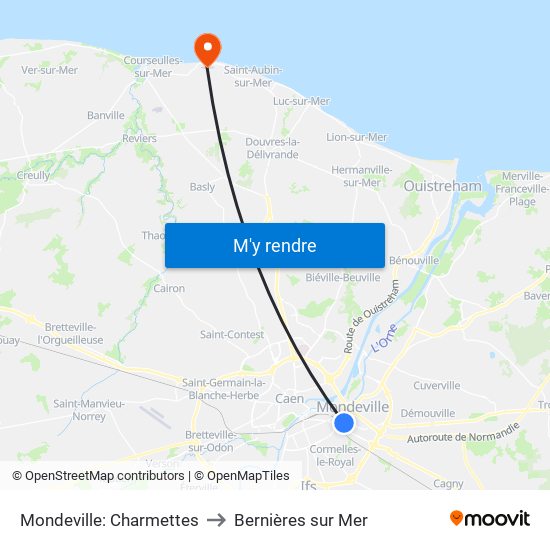 Mondeville: Charmettes to Bernières sur Mer map