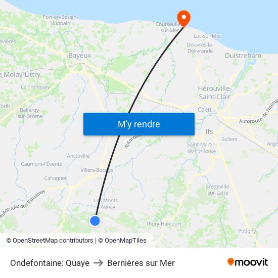 Ondefontaine: Quaye to Bernières sur Mer map