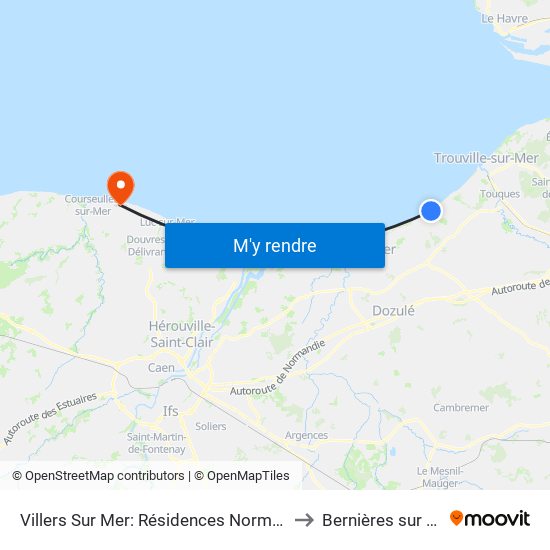 Villers Sur Mer: Résidences Normandes to Bernières sur Mer map