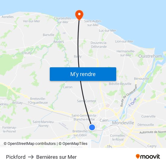 Pickford to Bernières sur Mer map