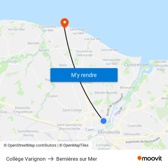 Collège Varignon to Bernières sur Mer map