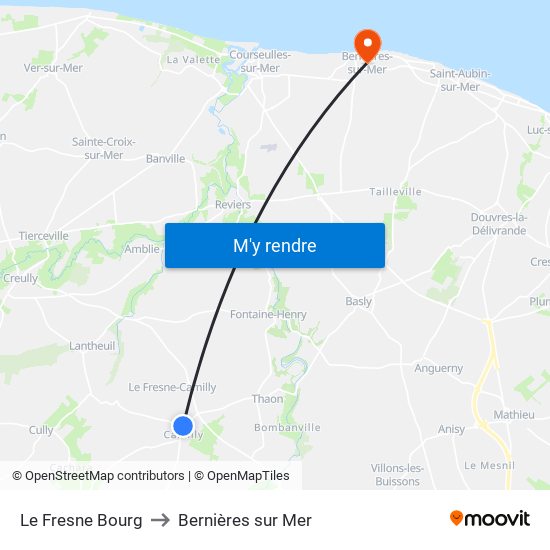 Le Fresne Bourg to Bernières sur Mer map