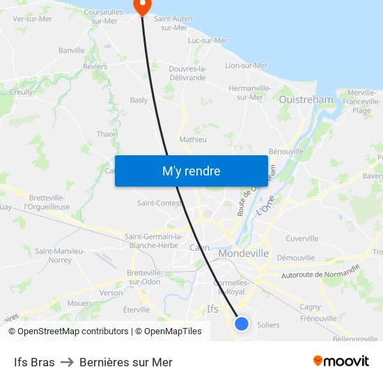 Ifs Bras to Bernières sur Mer map