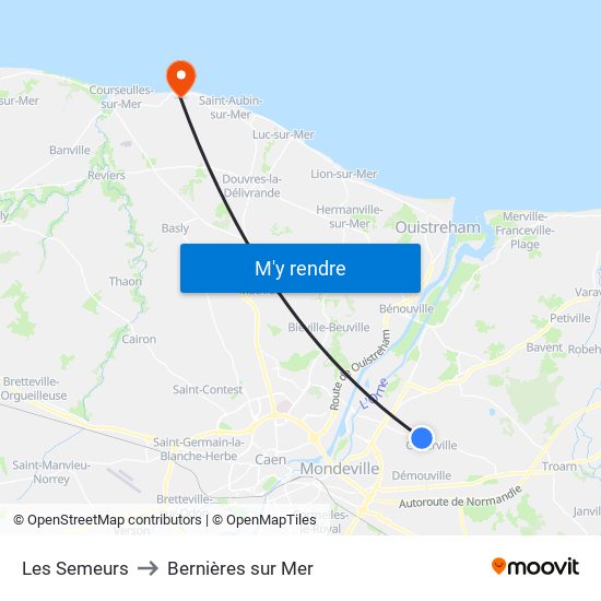 Les Semeurs to Bernières sur Mer map