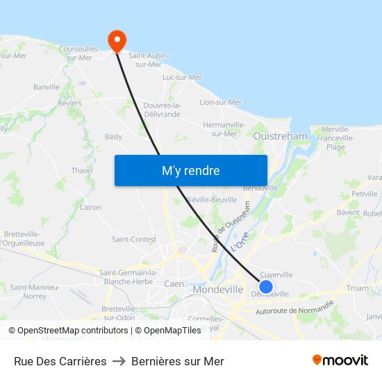 Rue Des Carrières to Bernières sur Mer map
