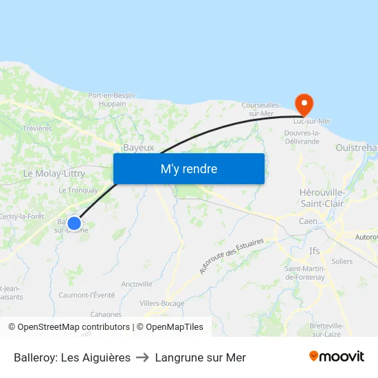 Balleroy: Les Aiguières to Langrune sur Mer map