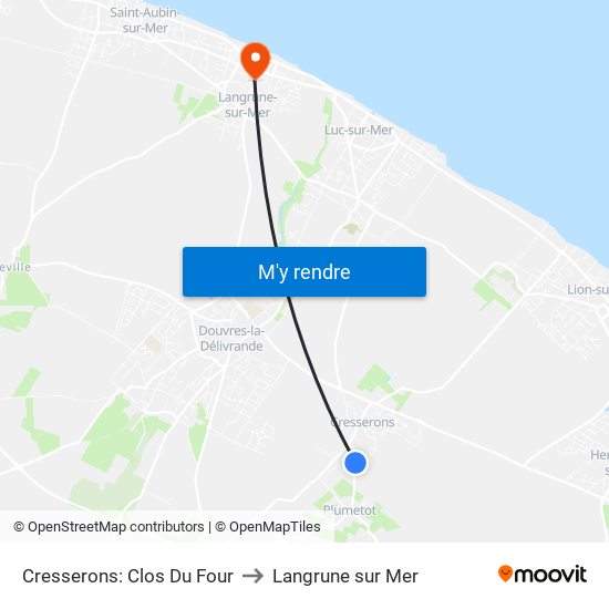 Cresserons: Clos Du Four to Langrune sur Mer map