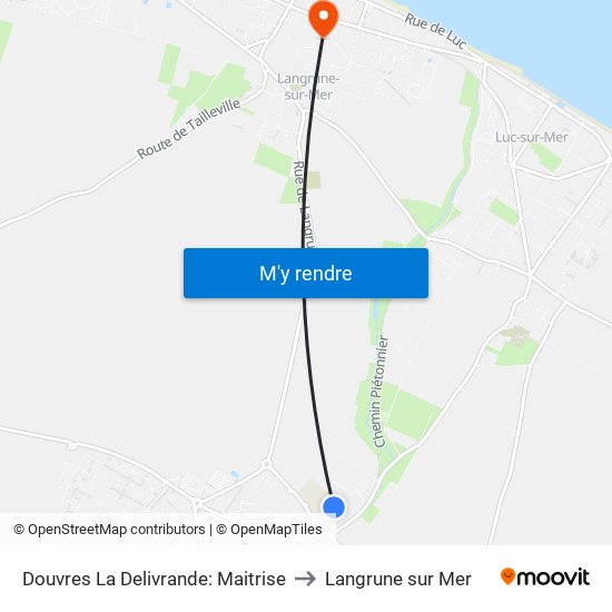 Douvres La Delivrande: Maitrise to Langrune sur Mer map