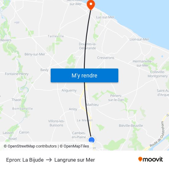 Epron: La Bijude to Langrune sur Mer map