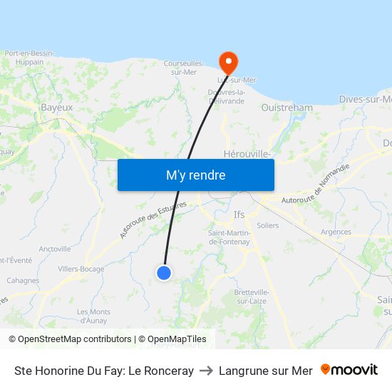 Ste Honorine Du Fay: Le Ronceray to Langrune sur Mer map