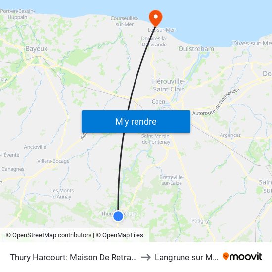 Thury Harcourt: Maison De Retraite to Langrune sur Mer map