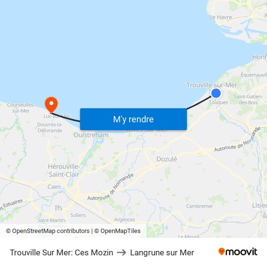 Trouville Sur Mer: Ces Mozin to Langrune sur Mer map