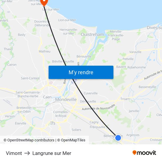 Vimont to Langrune sur Mer map