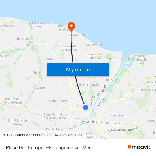 Place De L'Europe to Langrune sur Mer map