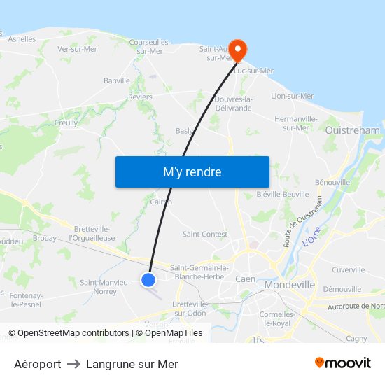 Aéroport to Langrune sur Mer map