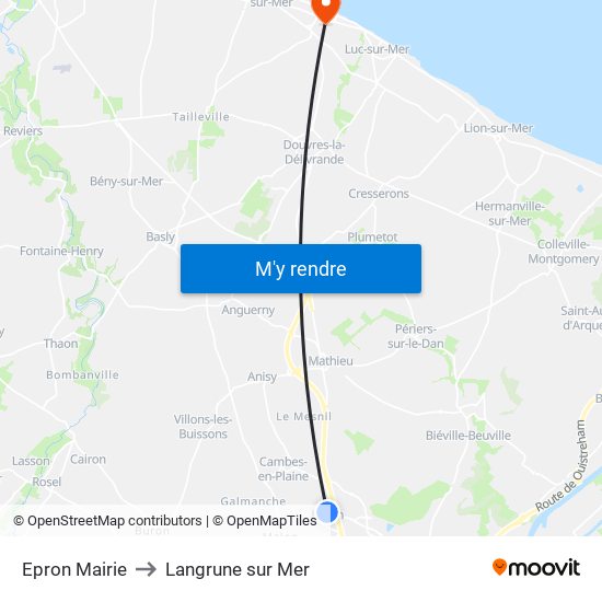 Epron Mairie to Langrune sur Mer map
