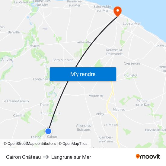 Cairon Château to Langrune sur Mer map