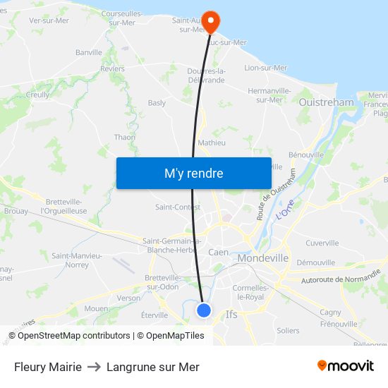 Fleury Mairie to Langrune sur Mer map