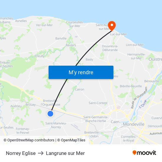 Norrey Eglise to Langrune sur Mer map