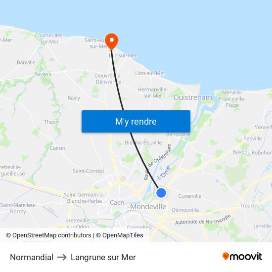 Normandial to Langrune sur Mer map