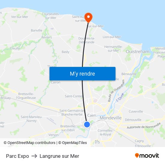 Parc Expo to Langrune sur Mer map