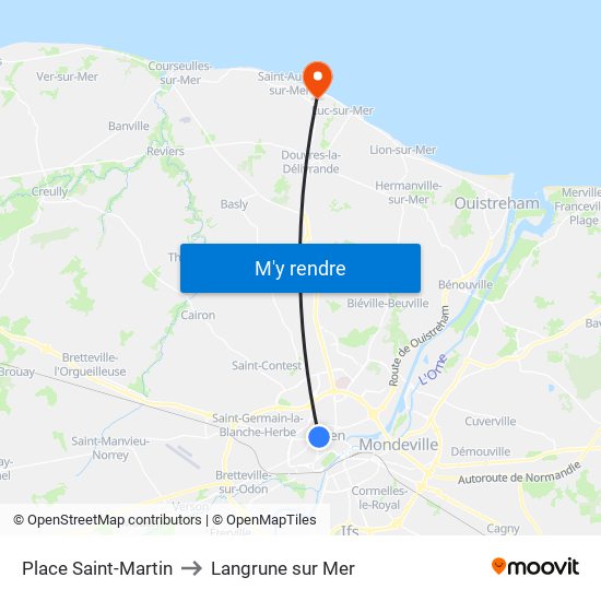 Place Saint-Martin to Langrune sur Mer map