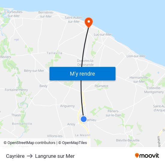 Cayrière to Langrune sur Mer map