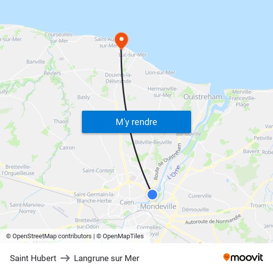 Saint Hubert to Langrune sur Mer map