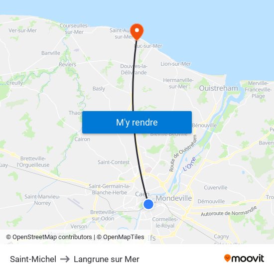 Saint-Michel to Langrune sur Mer map