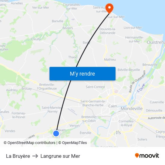 La Bruyère to Langrune sur Mer map